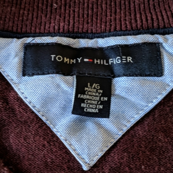 Tommy Hilfiger Sweater Argyle Maroon L - Picture 3 of 7